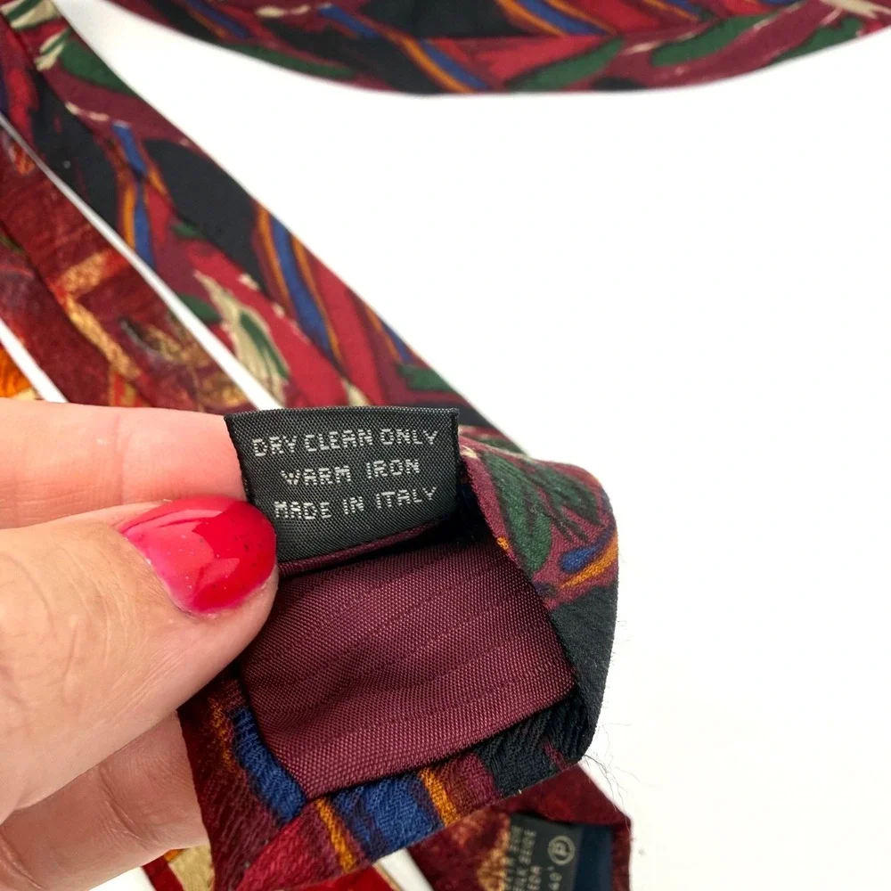 (3) Ermenegildo Zegna Mens Silk Tie Floral Abstract Italy Luxury Necktie Career